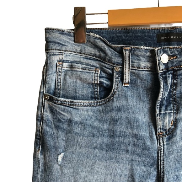 Silver Jeans Beau Girlfriend Fit Jeans Size 30 Light Wash Distressed - Picture 8 of 14